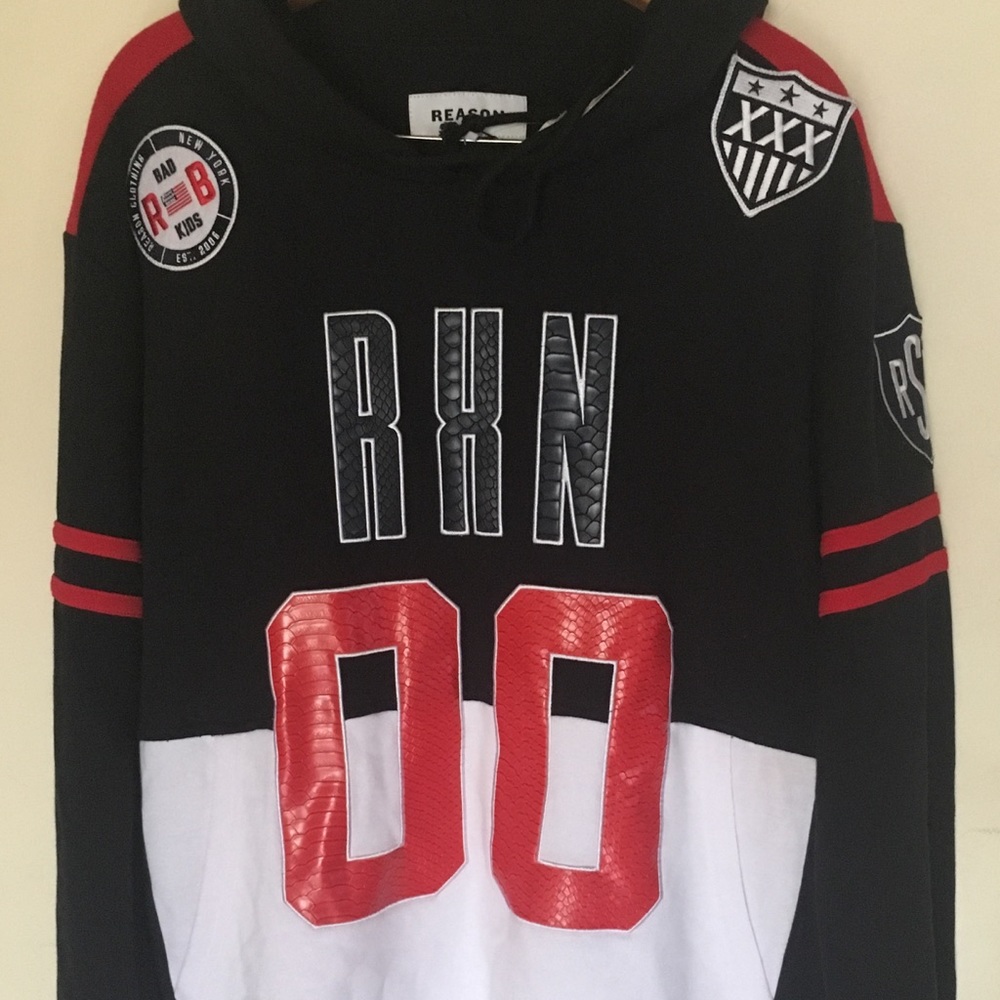 Reason Rival Men’s Black Graphic Hoodie Sweatshirt - Picture 4 of 8